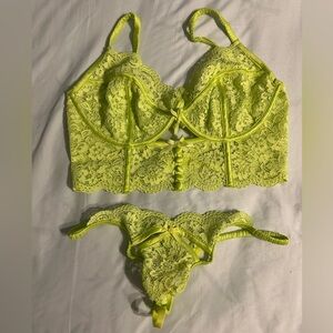 For Love & Lemons | Creamsicle Lace Bra Top & Thong | 36D / M